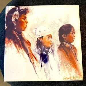 Maestas ceramic tile Native American art for shelf wall hanging hand painted #9